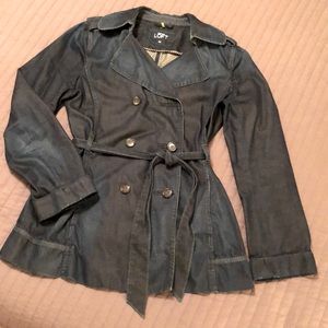 LOFT, cotton denim short trench coat, size M